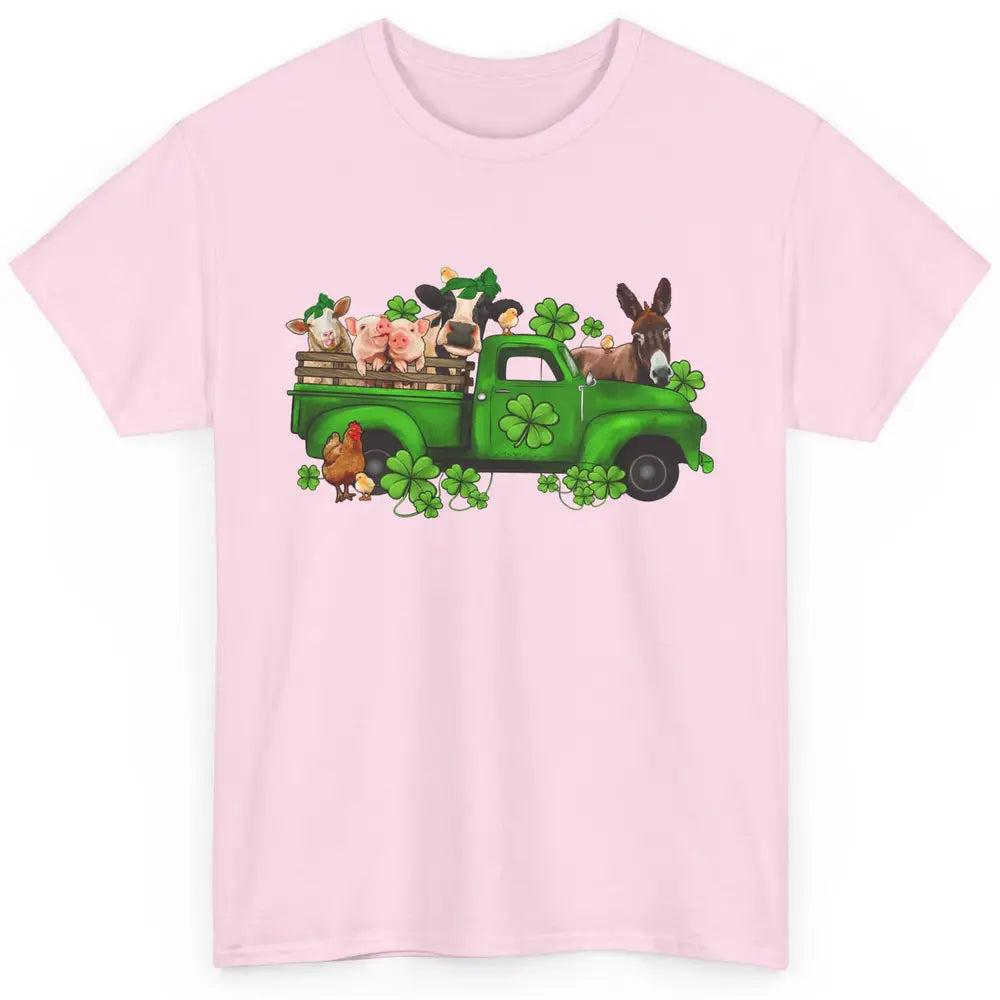 Farm Animals Truck Shamrock Clover St Patricks Day Retro Classic Unisex T-Shirt