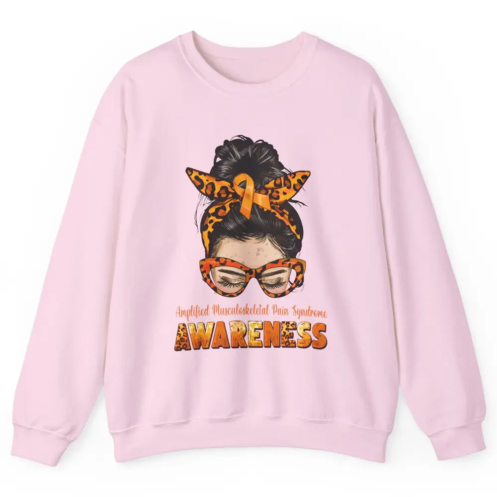 Amplified Musculoskeletal Pain Syndrome Orange Messy Bun Unisex Crewneck Sweatshirt