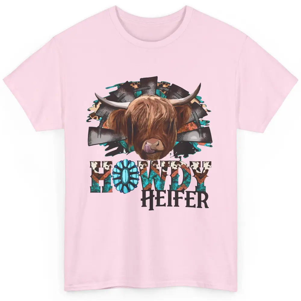 Leopard Highland Cow Howdy Heifer Western Country Cowboy Classic Unisex T-Shirt