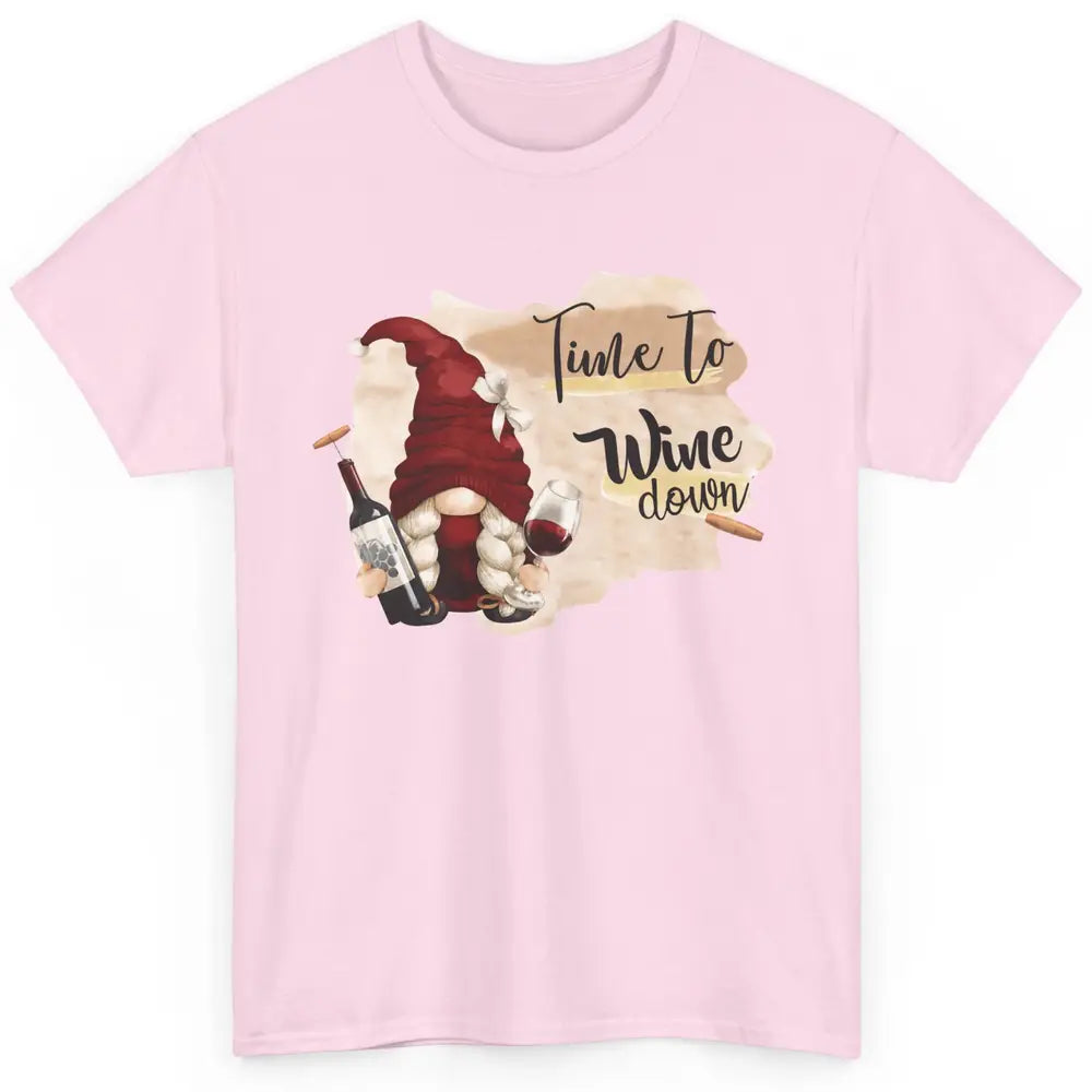 Christmas Gnome Wine It's Time to Wine Down Winter Holiday Classic Unisex T-Shirt