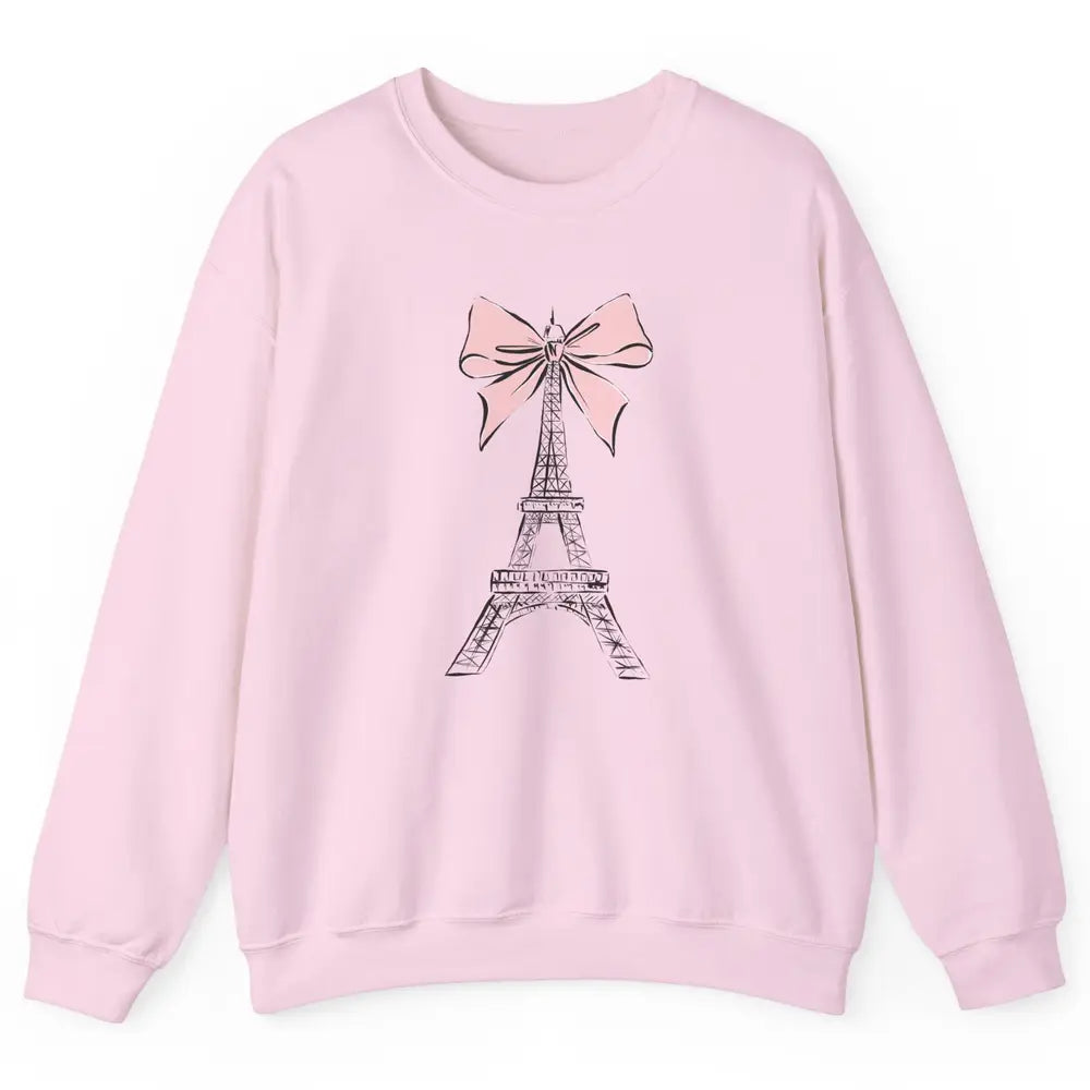 Voyager Floral Eiffel Tower Minimal Paris France Travel Girl Unisex Crewneck Sweatshirt