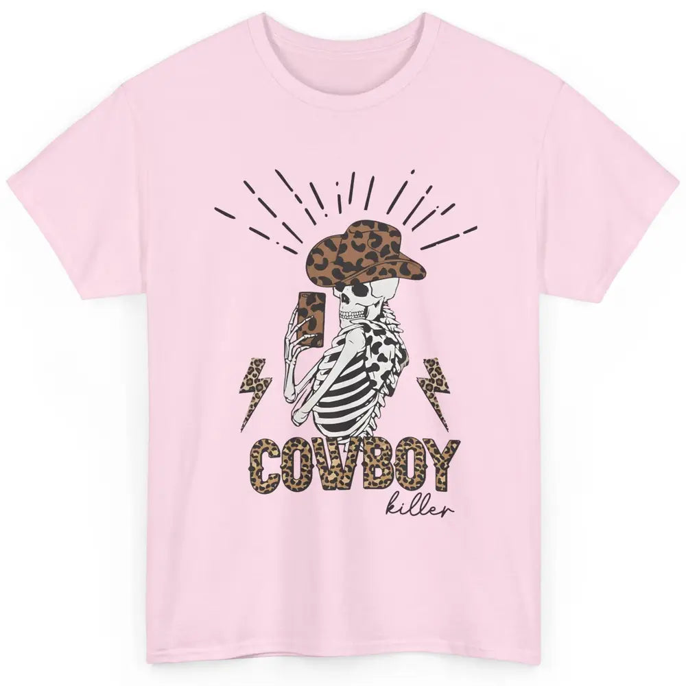 Cowboy Killer Skeleton Selfie Western Skull Leopard Retro Classic Unisex T-Shirt