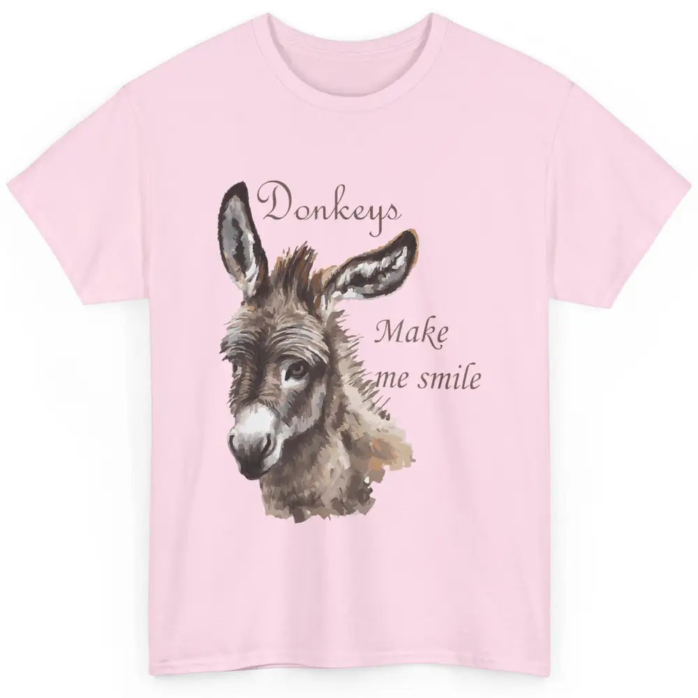 Watercolor Donkey Make Me Smile Farming Life Farm Animal Classic Unisex T-Shirt