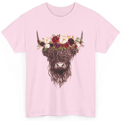 Floral Highland Cow Western Farm Animals Highland Cow Lovers Classic Unisex T-Shirt