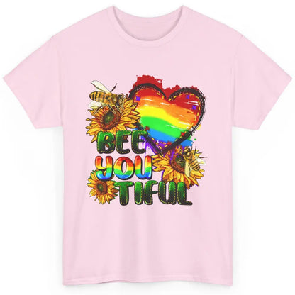 Bee You Tiful Pride Heart Rainbow Sunflower LGBT Pride Month Classic Unisex T-Shirt