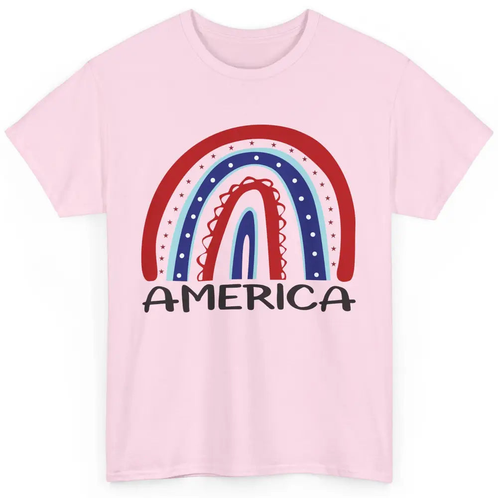 US Flag America Rainbow July 4th American Patriots Gift Classic Unisex T-Shirt