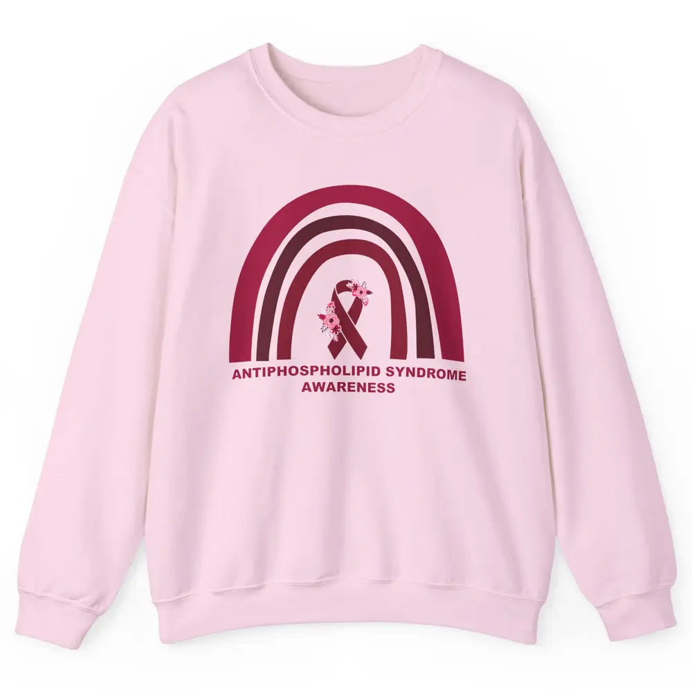 Antiphospholipid Syndrome Awareness APS Burgundy Rainbow Unisex Crewneck Sweatshirt