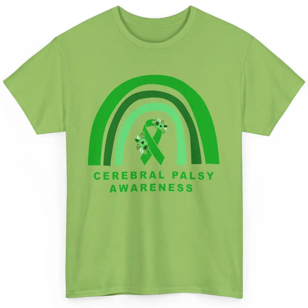 Cerebral Palsy Awareness Floral Green Rainbow Brain Disease Classic Unisex T-Shirt