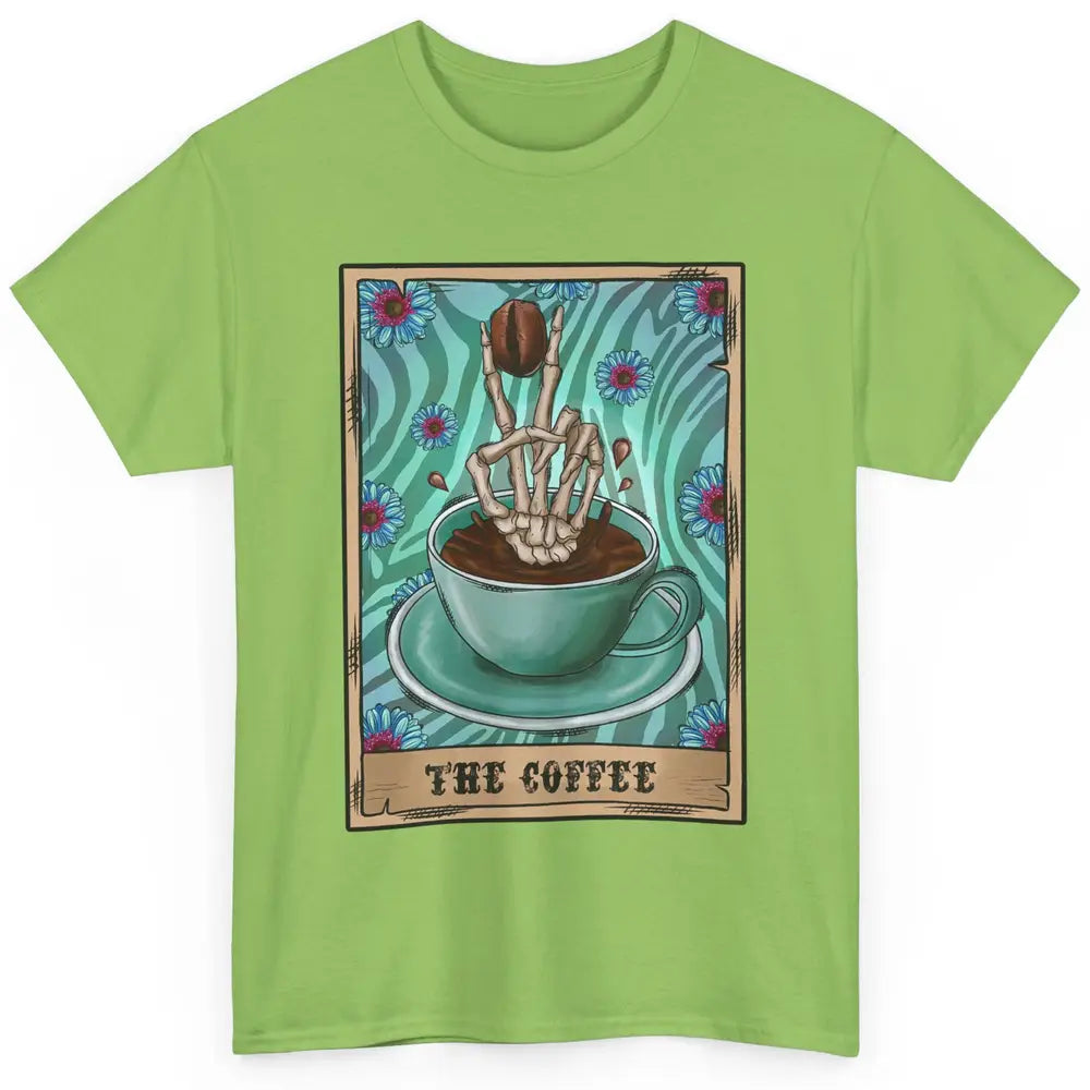 Coffee Tarot Card Skeleton Coffee Cards Sunflower Western Classic Unisex T-Shirt