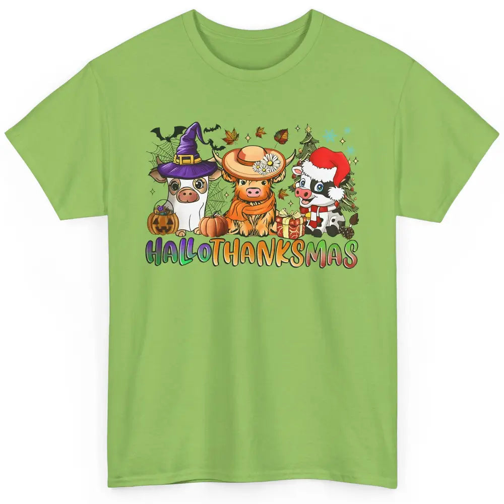 Baby Cow Pig Happy Hallo-thank-mas Fall Pumpkin Thanksgiving Classic Unisex T-Shirt