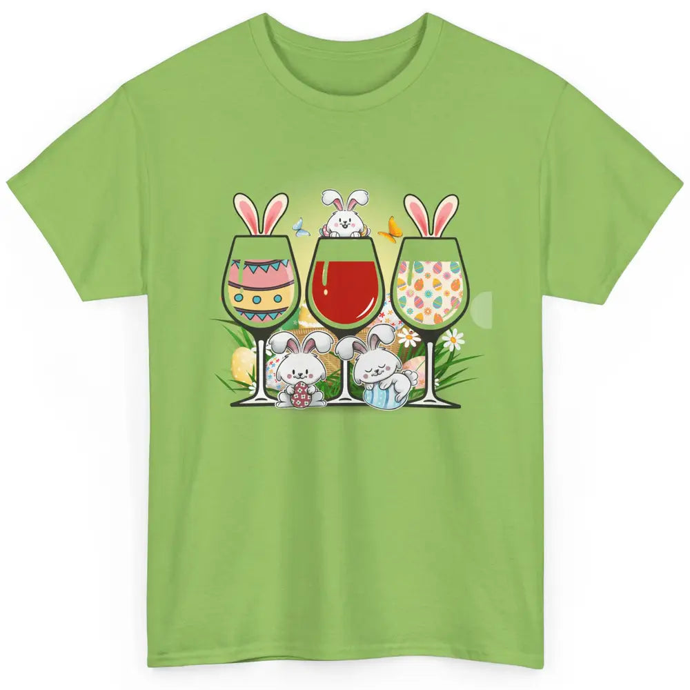 Floral Wine Glasses Easter Bunny Ears Rabbit Alcohol Egg God Classic Unisex T-Shirt