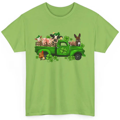 Farm Animals Truck Shamrock Clover St Patricks Day Retro Classic Unisex T-Shirt