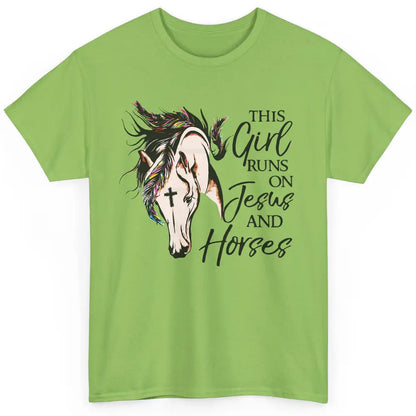 Christian This Girl Runs On Jesus And Horses Western Cowgirl Classic Unisex T-Shirt