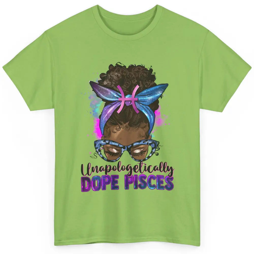 Unapologetically Dope Pisces Zodiac Leopard Afro Messy Bun Classic Unisex T-Shirt