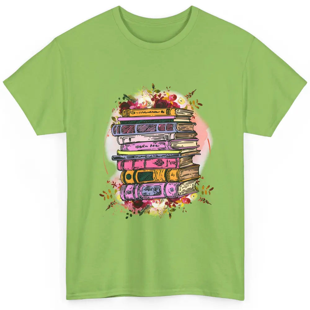 Book Wildflower Floral Aesthetic Librarian Bookworm Bookish Classic Unisex T-Shirt