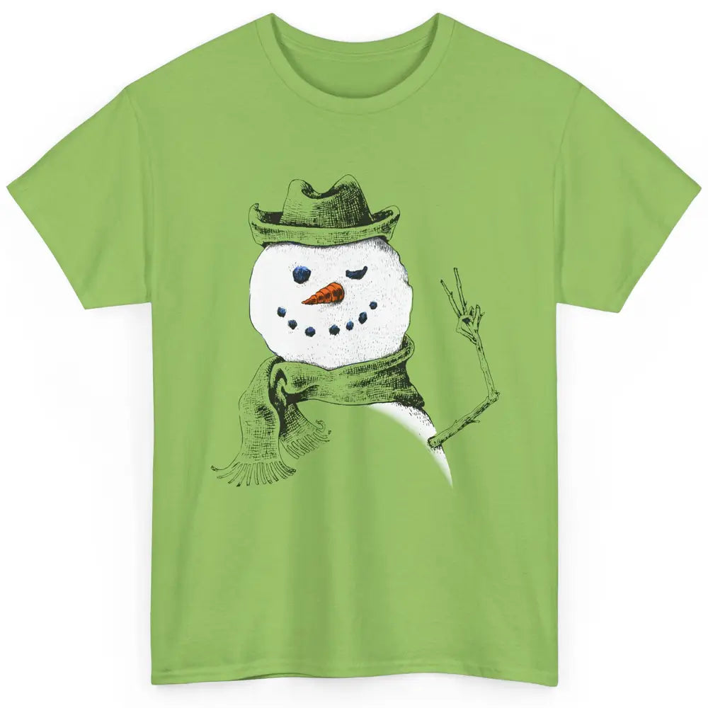 Snowman Peace Sign Christmas Snow Frosty Winter Xmas Gift Classic Unisex T-Shirt