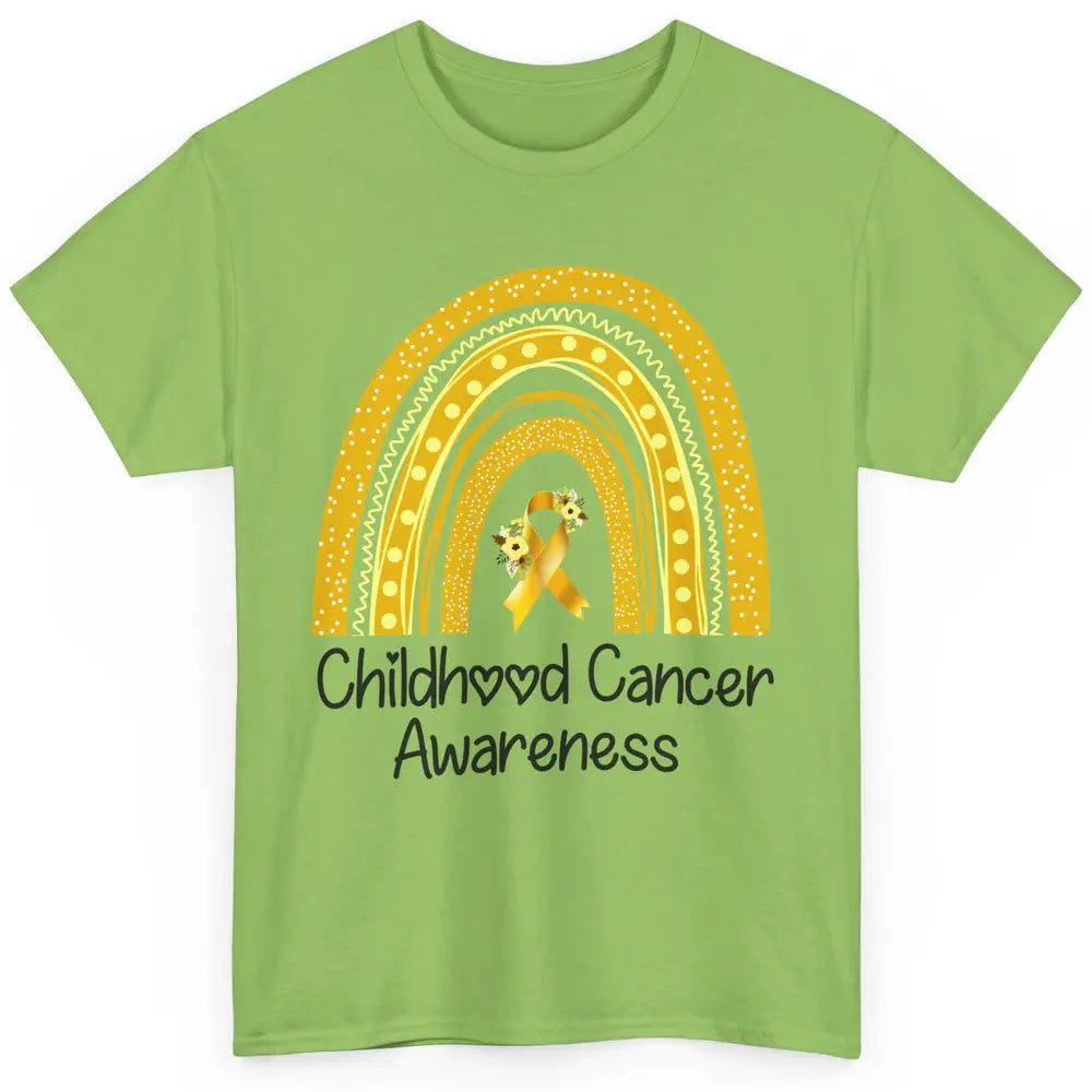 Childhood Cancer Awareness Support Rainbow Gold Ribbon Gift Classic Unisex T-Shirt