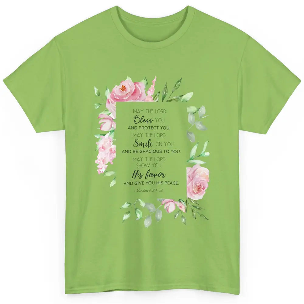 Floral Christian Belief May The Lord Bless You Bible Verse Classic Unisex T-Shirt