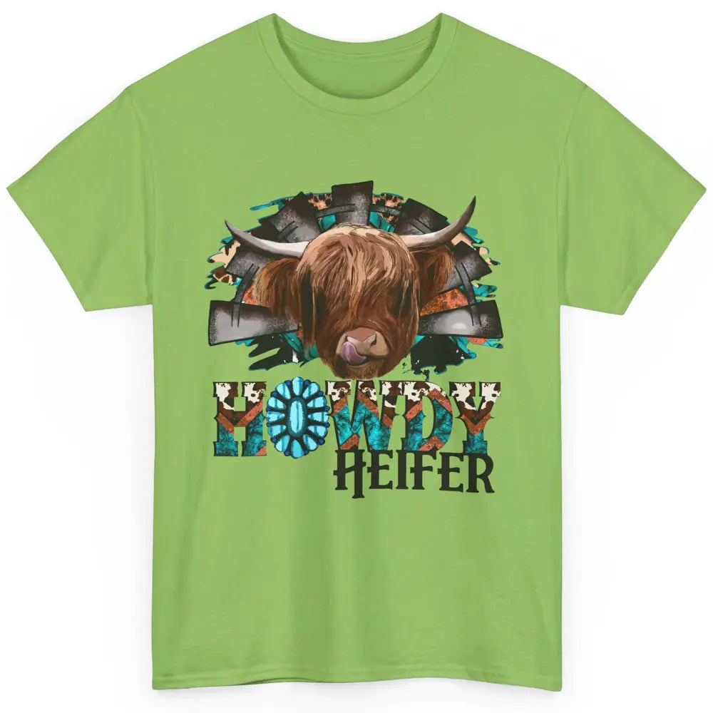 Leopard Highland Cow Howdy Heifer Western Country Cowboy Classic Unisex T-Shirt