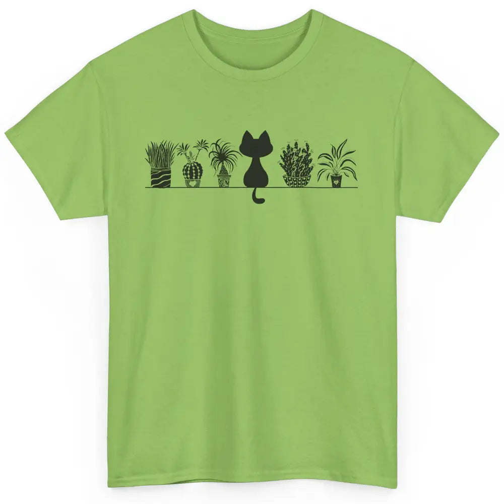 Black Cat Succulent Plant Cactus Cat Lady Gardening Planting Classic Unisex T-Shirt