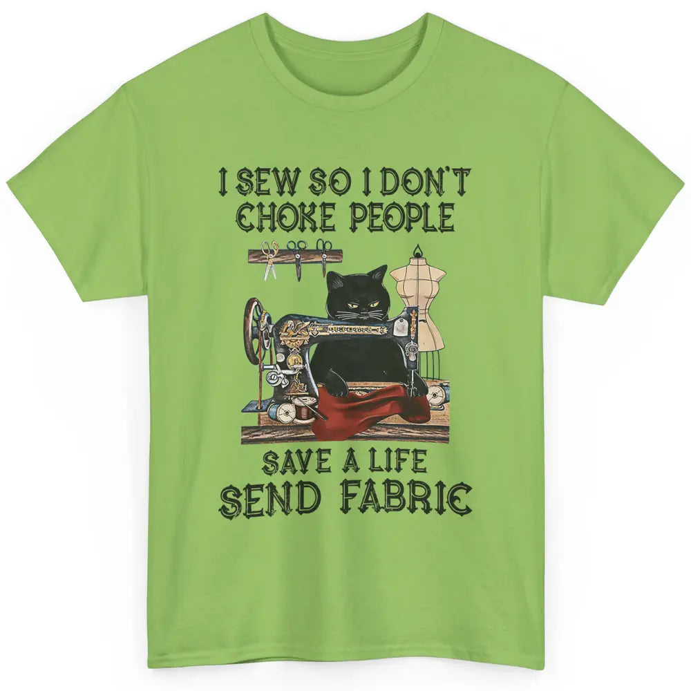 Funny Black Cat Sew Dont Choke People Knitter Quilt Crochet Classic Unisex T-Shirt