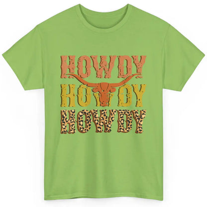 Western Country Bull Horn Rodeo Howdy Cowboy Leopard Cowhide Classic Unisex T-Shirt