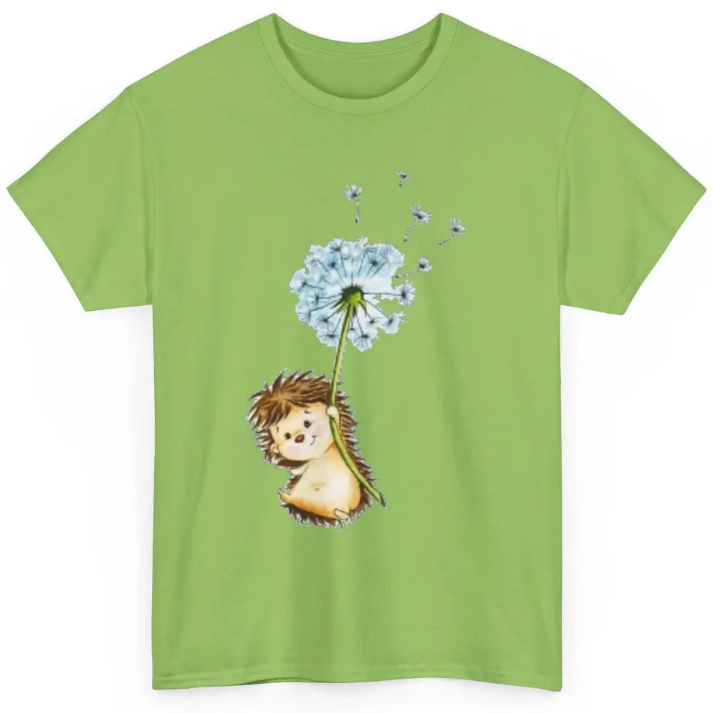 Cute Hedgehog Dandelion Watercolor Wild Animal Flower Retro Classic Unisex T-Shirt