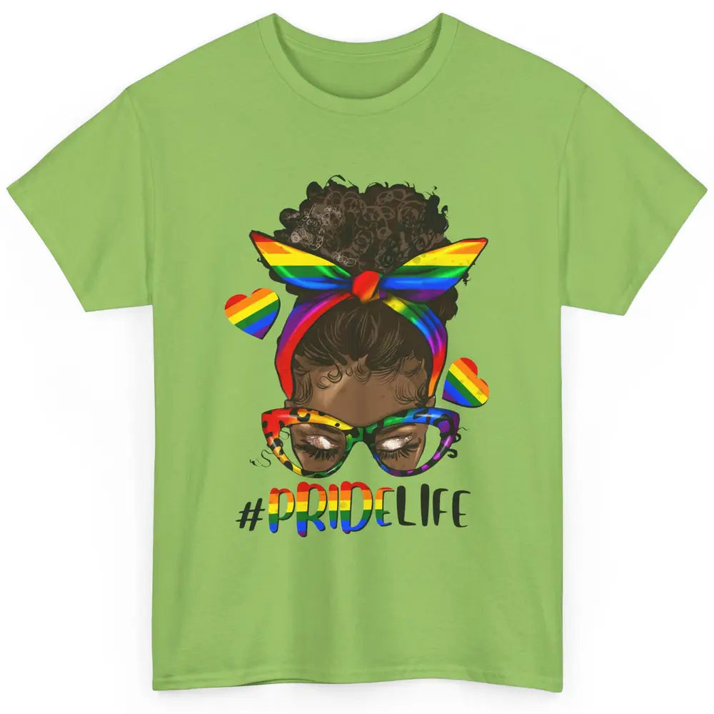 Black Melanin Messy Bun Rainbow Bandana Pride Life LGBTQ Classic Unisex T-Shirt