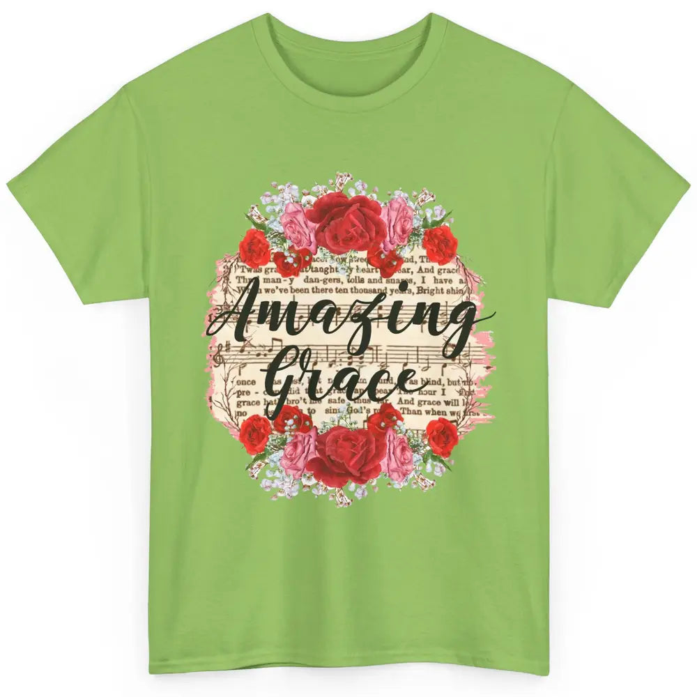 Floral Amazing Grace Jesus Lovers Christian Religious Gift Classic Unisex T-Shirt