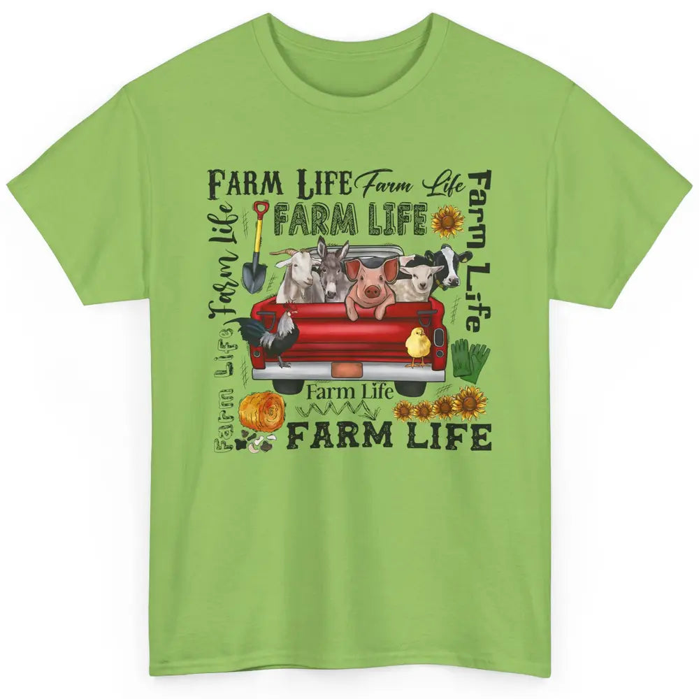 Sunflower Western Farm Life Animals Vegan Cow Pig Rooster Classic Unisex T-Shirt