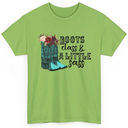 Floral Cowgirl Boots Class A Lil Sass Western Country Girl Classic Unisex T-Shirt