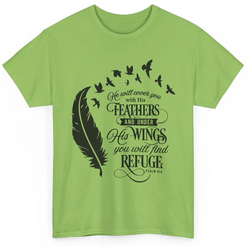 Christian He Will Cover You With His Feathers Bible Verse Classic Unisex T-Shirt