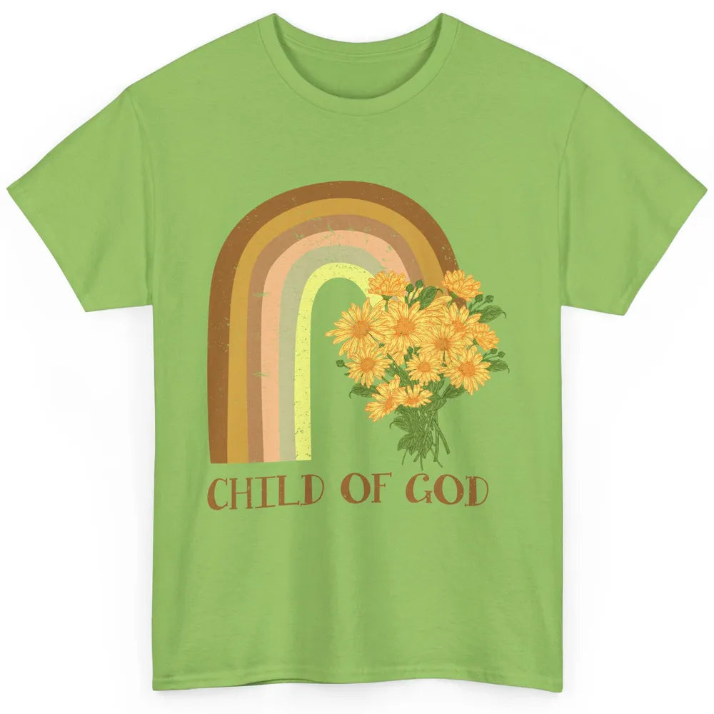 Vintage Sunflower Rainbow Child Of God Christian Religious Classic Unisex T-Shirt