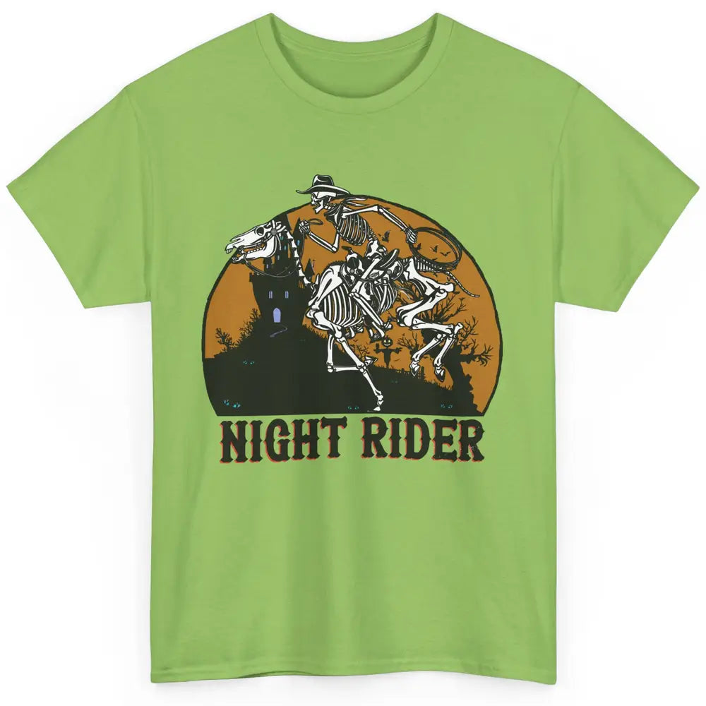 Cowboy Skeleton Bucking Horse Night Rider Western Halloween Classic Unisex T-Shirt