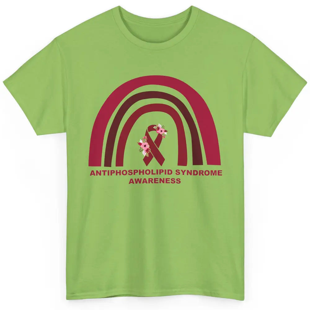 Antiphospholipid Syndrome Awareness APS Burgundy Rainbow Classic Unisex T-Shirt