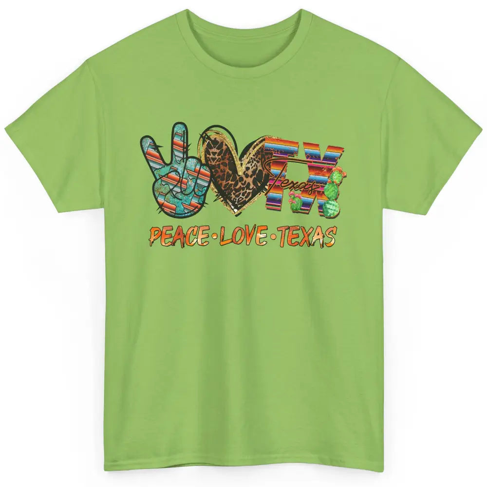 Retro Peace Love Texas Leopard Western Country Desert Cactus Classic Unisex T-Shirt