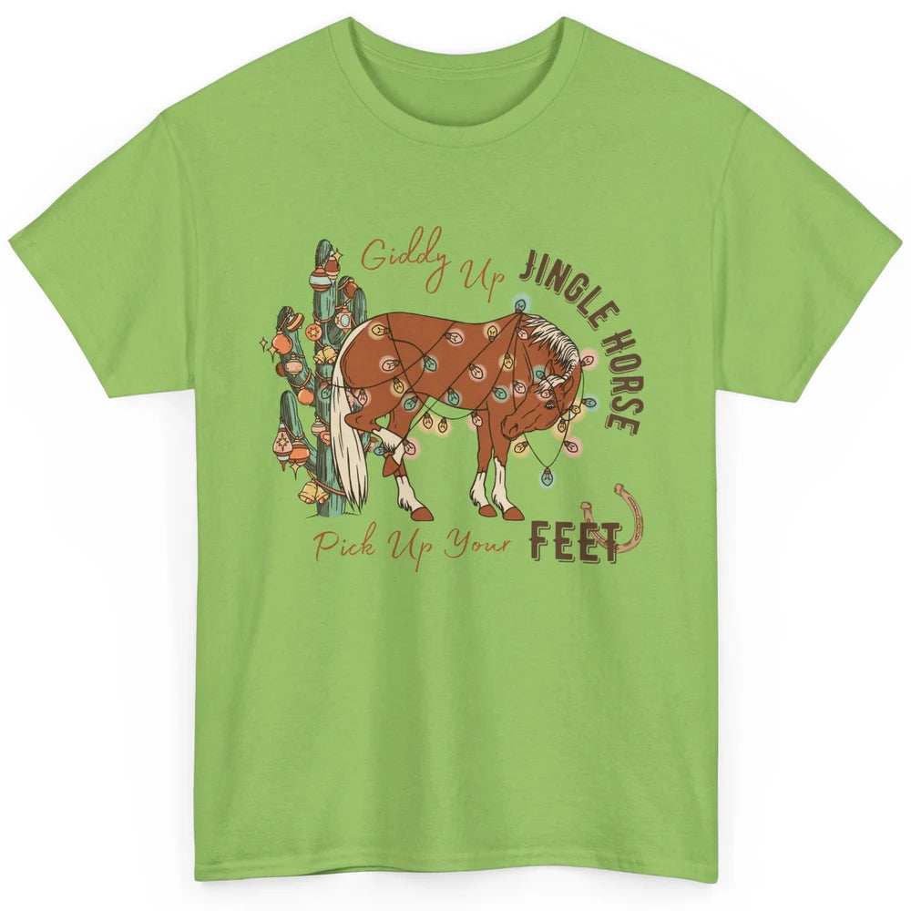 Giddy Up Jingle Horse Pick Up Your Feet Christmas Lights Classic Unisex T-Shirt