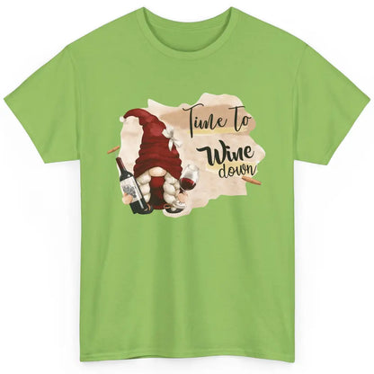 Christmas Gnome Wine It's Time to Wine Down Winter Holiday Classic Unisex T-Shirt