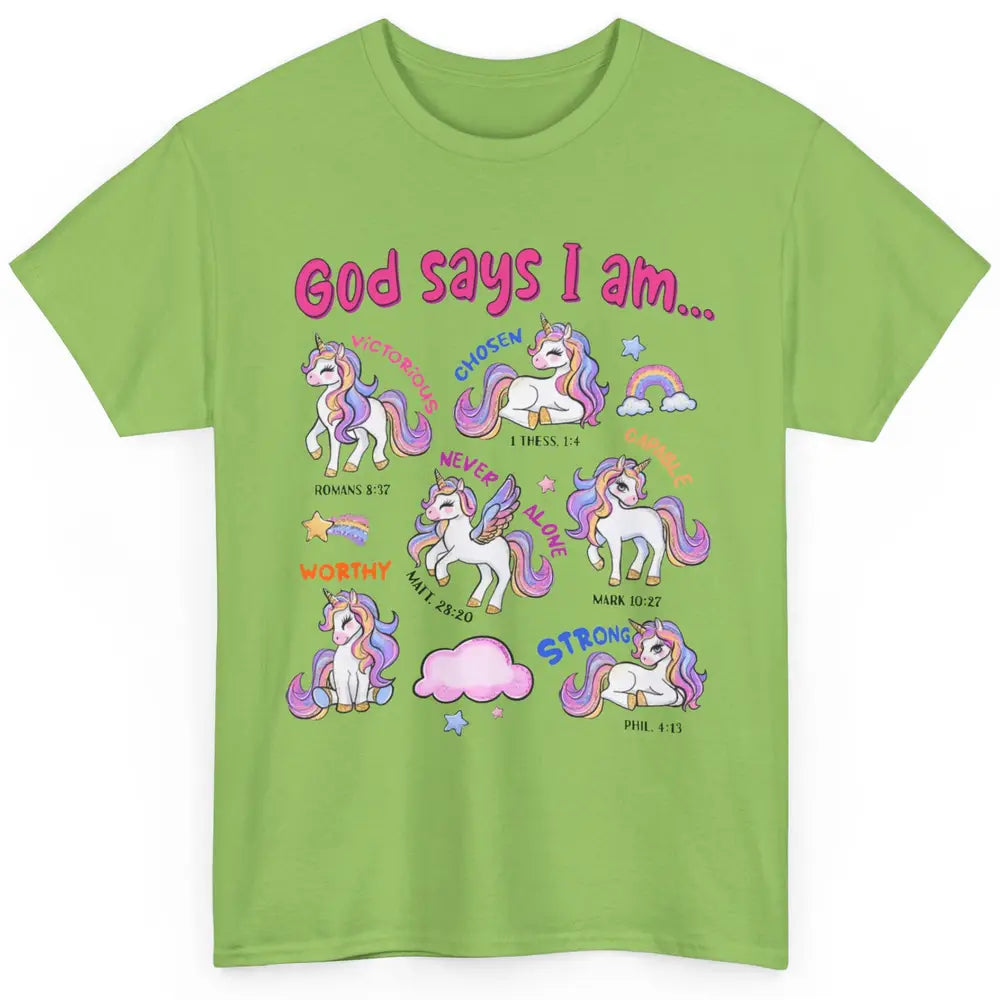 Christian God Says I Am Unicorn Bible Verse Religious Girl Classic Unisex T-Shirt