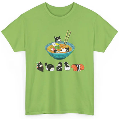 Funny Black Shiba Inu Sushi Ramen Bowl Japanese Kawaii Dog Classic Unisex T-Shirt