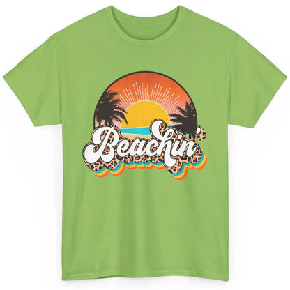 Beachin' Leopard Retro Summer Sunset Beach Lovers Vacation Classic Unisex T-Shirt