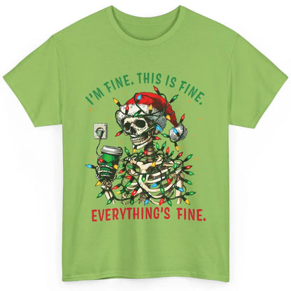 Funny Skull Everything Is Fine Christmas Lights Skeleton Xmas Sarcastic Classic Unisex T-Shirt