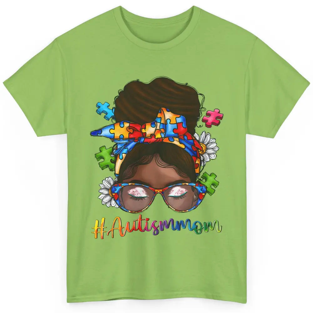 Autism Afro Mom Curly Hair American African Autism Awareness Classic Unisex T-Shirt