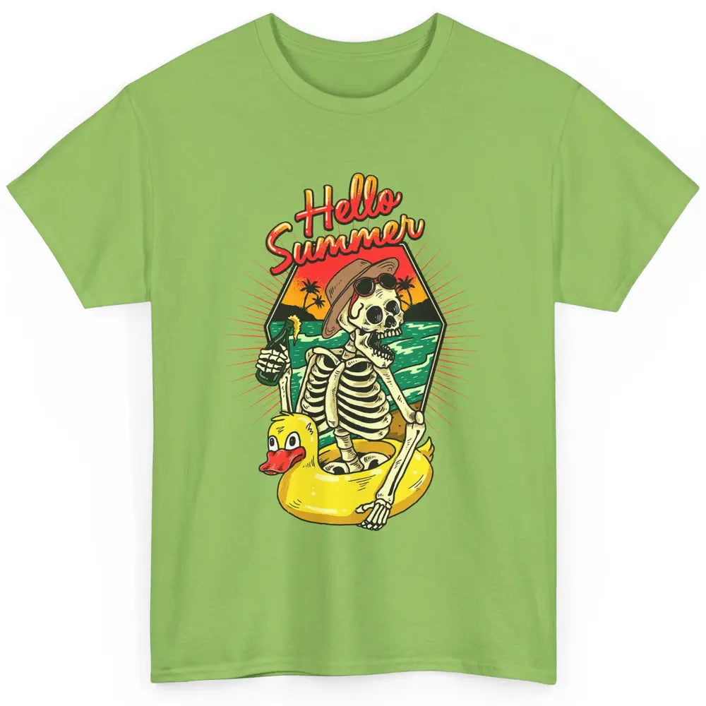 Summer Vibes Skeleton Funny Skeleton On Beach Sunset Classic Unisex T-Shirt