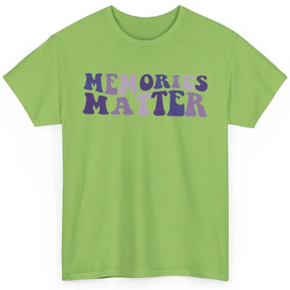 Alzheimer Awareness Groovy Memories Matter Purple Warrior Classic Unisex T-Shirt