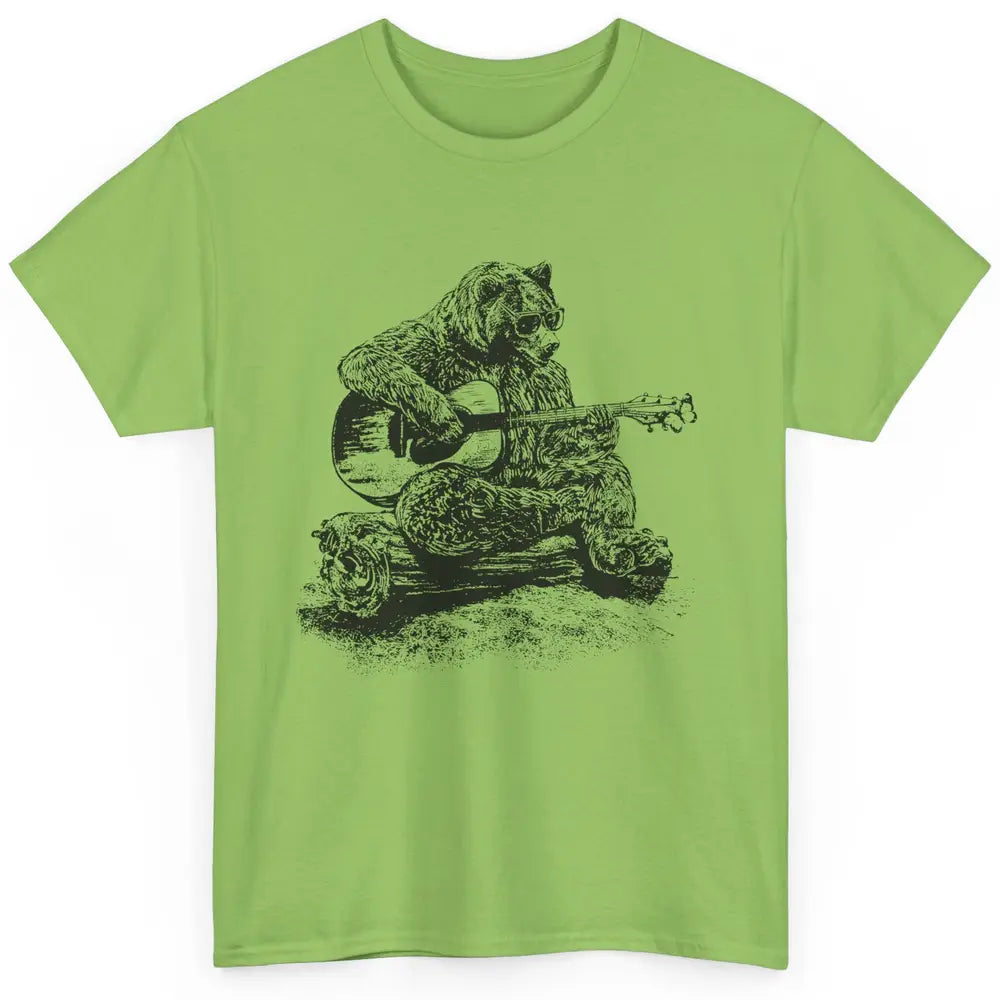 Funny Bear Playing Guitar Bear Guitarist Musician Bassist Classic Unisex T-Shirt