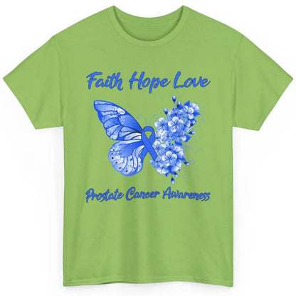 Butterfly Faith Hope Warrior Prostate Cancer Blue Ribbon Classic Unisex T-Shirt