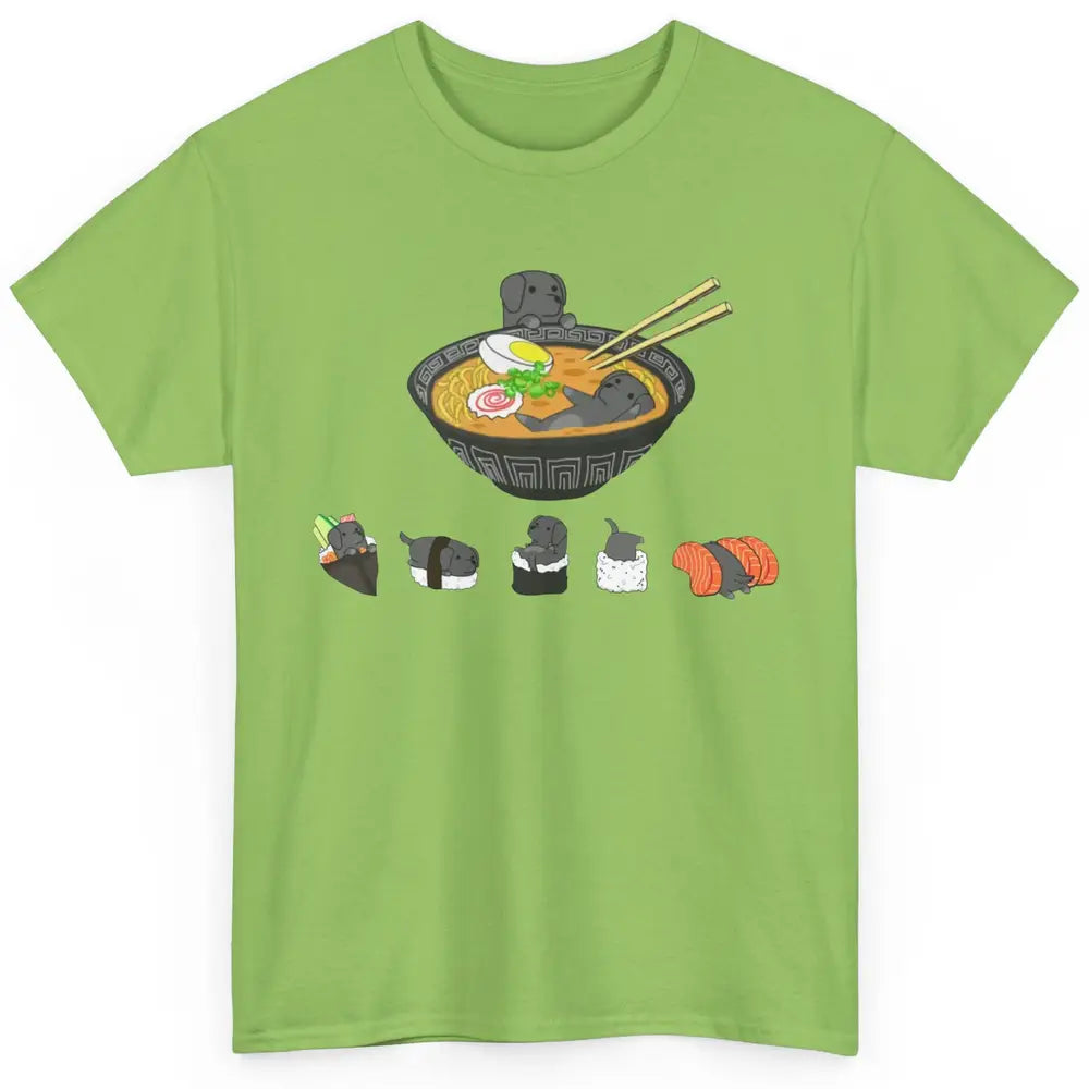 Black Labrador Sushi Ramen Bowl Japanese Kawaii Dog Mom Classic Unisex T-Shirt