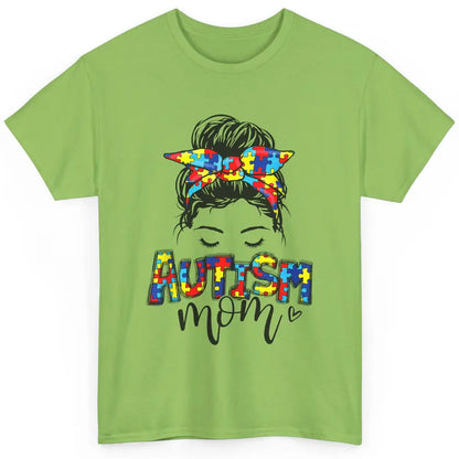 Autism Mom Messy Bun Hair Autism Awareness Puzzle Headband Classic Unisex T-Shirt