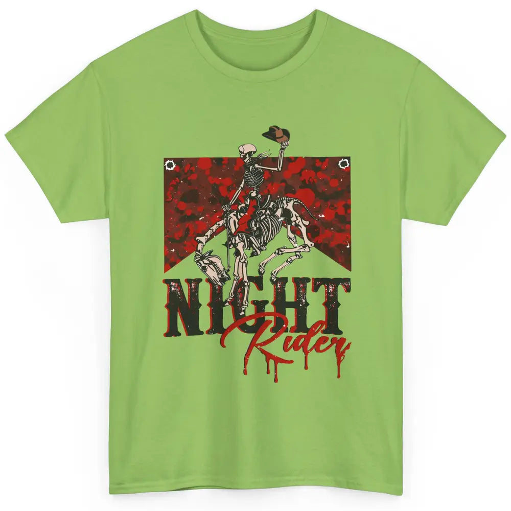 Cowboy Skeleton Bucking Horse Night Rider Western Halloween Classic Unisex T-Shirt